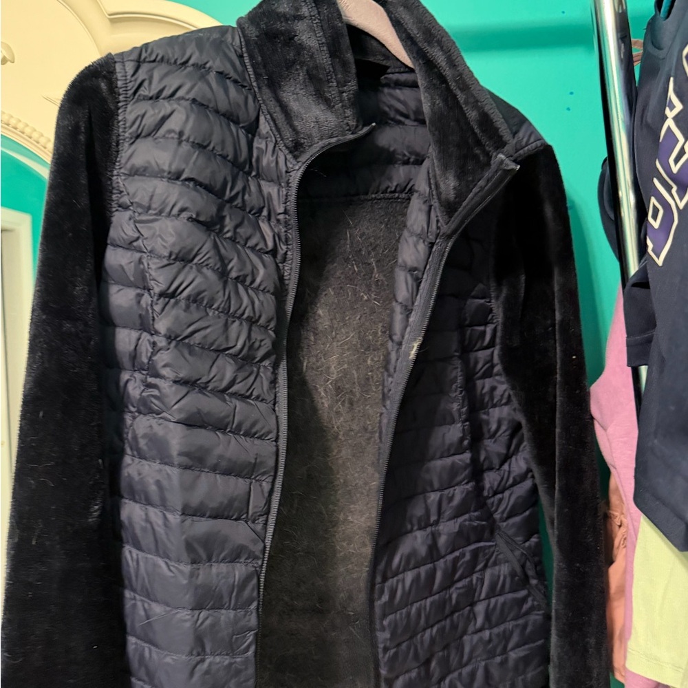 32 Degrees Black Quilted Hybrid Bomber Jacket